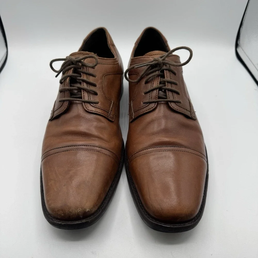 Johnston & Murphy Derby Shoes Men 12M Brown Sheepskin Insole Leather Dress